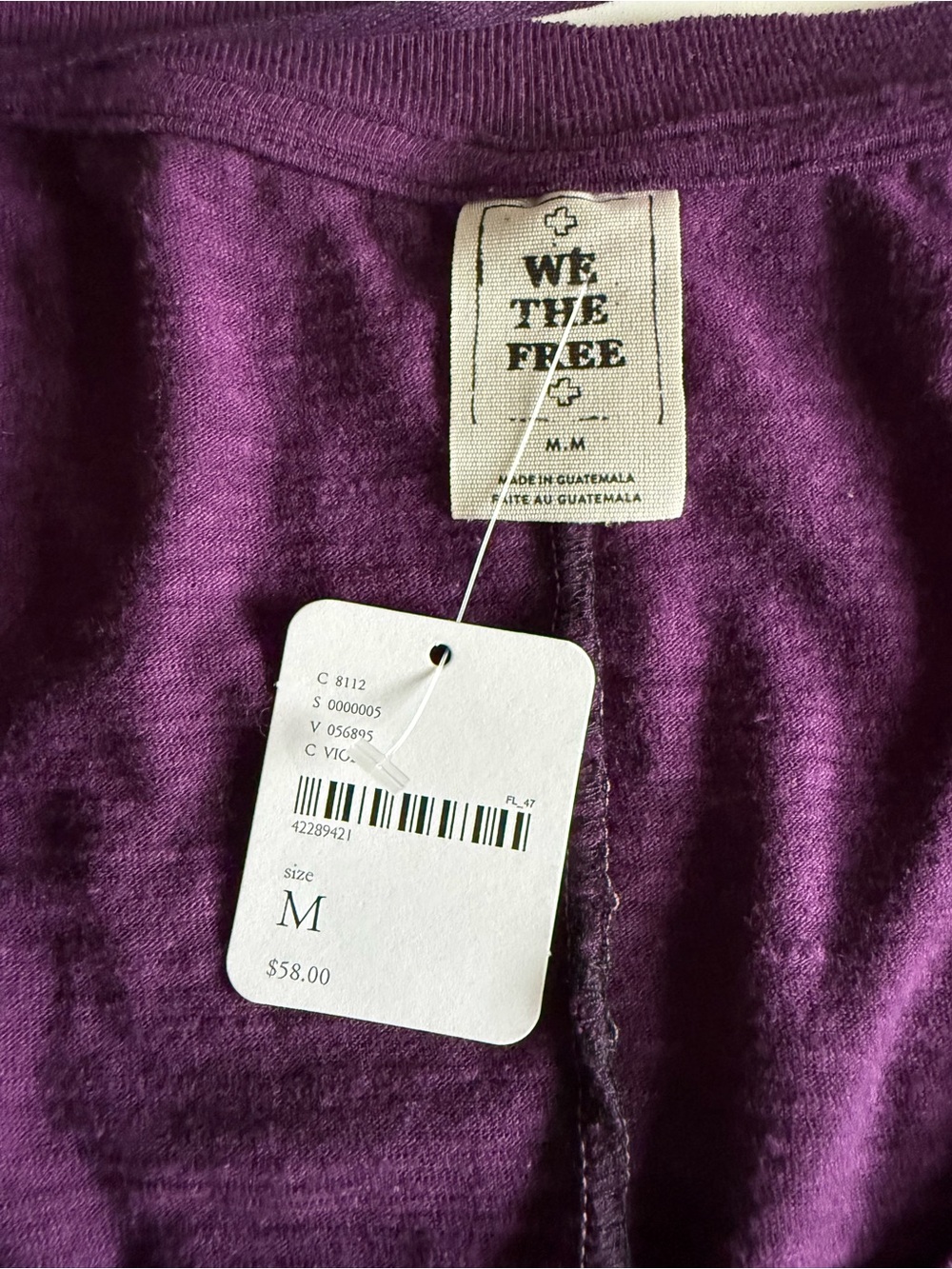 Free People (We the Free) V-Neck Oversized Tee in Purple - Picture 4 of 6